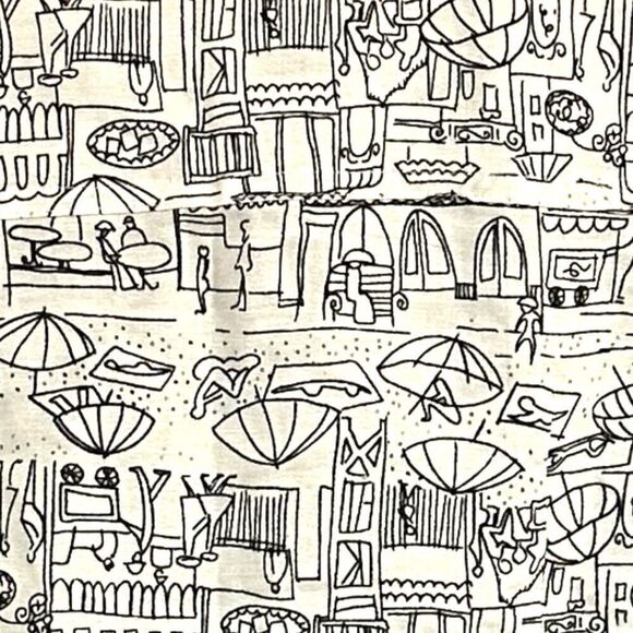 Christopher & Banks Black & White Beach Print Button Up Linen Blend Resort Wear - Picture 3 of 6